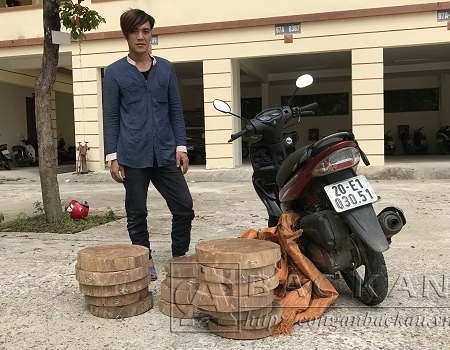 Đoàn Vũ Long cùng tang vật bị thu giữ
