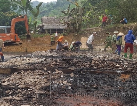 Vụ cháy thiêu rụi toàn bộ nhà cửa, tài sản gia đình anh Trần Văn Nhận