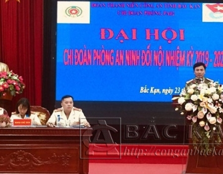 Đại tá Nguyễn Thanh Tuân  PGĐ Công an tỉnh phát biểu chỉ đạo Đại hội