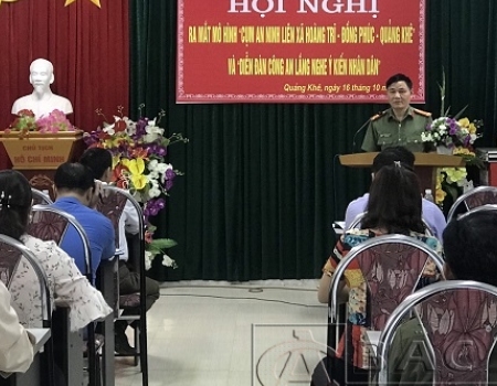 Mô hình Cụm an ninh liên 3 xã Hoàng Trĩ - Quảng Khê - Đồng Phúc sẽ góp phần tạo sự chặt chẽ, phối hợp giữa các xã, xóa bỏ những sơ hở thiếu sót, góp phần giữ gìn ANTT trên địa bàn.