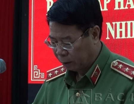 Thượng tướng Bùi Văn Nam- Ủy viên Trung ương Đảng, Thứ trưởng Bộ Công an phát biểu chỉ đạo tại buổi làm việc