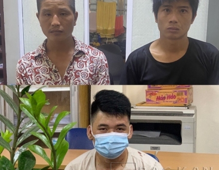 Các đối tượng Tâm (áo hoa), Hoàng (áo đen) và Nông Văn Mạnh