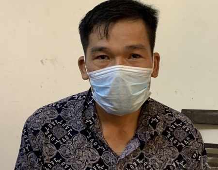 Đối tượng Nguyễn Đình Kiểm tại cơ quan Công an