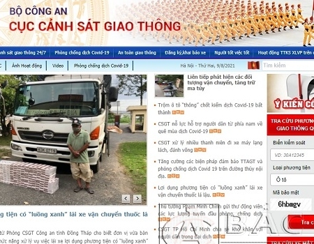 Giao diện Cổng thông tin điện tử Cục Cảnh sát giao thông