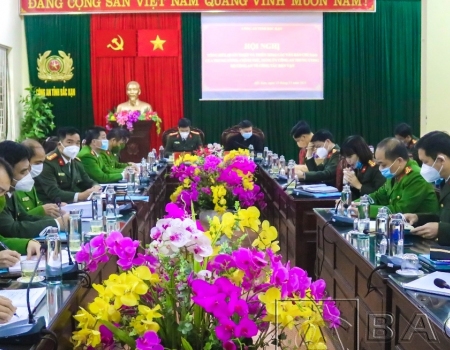 Các đại biểu tại điểm cầu Công an tỉnh Bắc Kạn