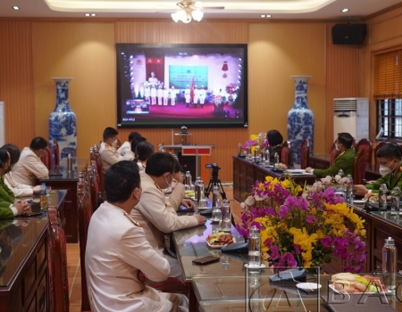 Các đại biểu dự chương trình kỷ niệm tại điểm cầu Công an tỉnh Bắc Kạn