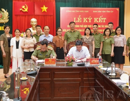 Ký kết Chương trình phối hợp thực hiện công tác Dân vận giữa Công an tỉnh và Ban Dân vận tỉnh ủy