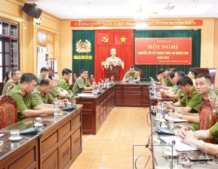 Các đại biểu dự hội nghị tại điểm cầu Công an Bắc Kạn