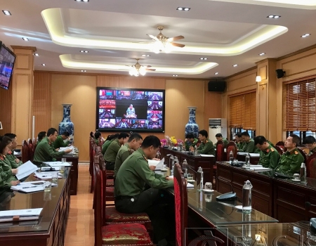 Các đại biểu dự tại điểm cầu Công an tỉnh Bắc Kạn 
