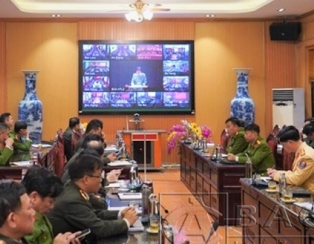 Đại biểu tại điểm cầu Công an tỉnh Bắc Kạn