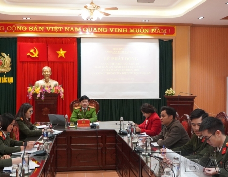 Đại biểu tham dự tại điểm cầu Công an tỉnh Bắc Kạn