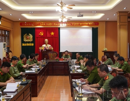 Đại biểu tại điểm cầu Công an tỉnh Bắc Kạn