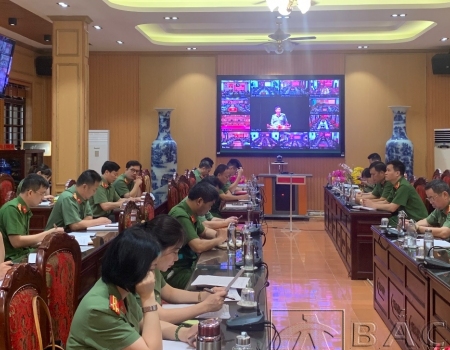 Các đại biểu tham gia hội nghị tại điểm cầu Công an Bắc Kạn