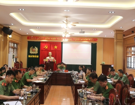 Đại biểu tham dự Hội nghị tại điểm cầu Công an tỉnh Bắc Kạn