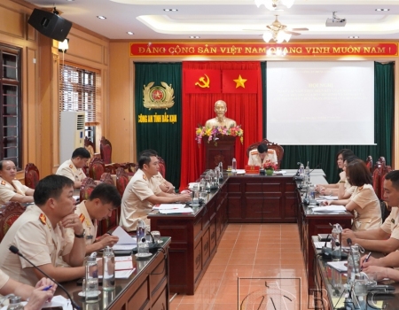 Đại biểu tại điểm cầu Công an tỉnh Bắc Kạn