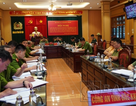 Hội nghị tại điểm cầu Công an tỉnh Bắc Kạn.
