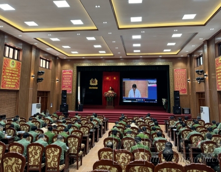 Các đại biểu dự hội nghị tại điểm cầu Công an Bắc Kạn