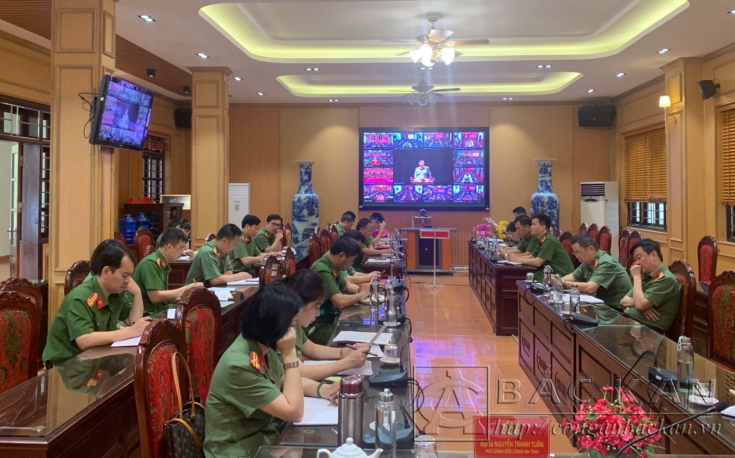 Các đại biểu tham gia hội nghị tại điểm cầu Công an Bắc Kạn
